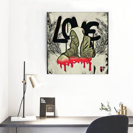 * SKI-MASK LOVE * Artist: Dom Sinatra [ Framed Single Piece Mural | Square ] - WestXSREZ & Electronics