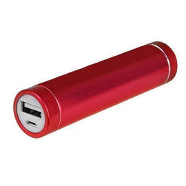 red usb powered rechargable power bank for charging digital mobile devices on the go